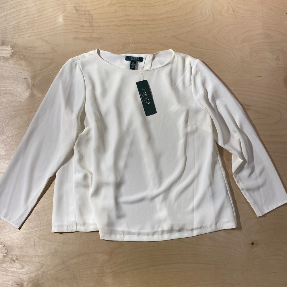 Ralph Lauren Cream Women's Blouse Open Back. 12P (QL)